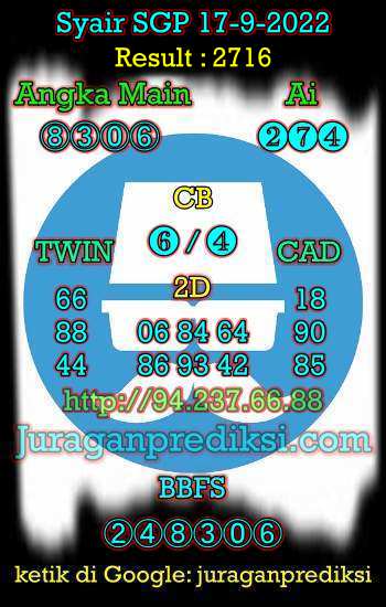 Prediksi SGP 17 September 2022 dari Forum Syair prediksi Sgp adalah Kode Syair Sgp hari ini yang diambil dari Forum Syair Singapore