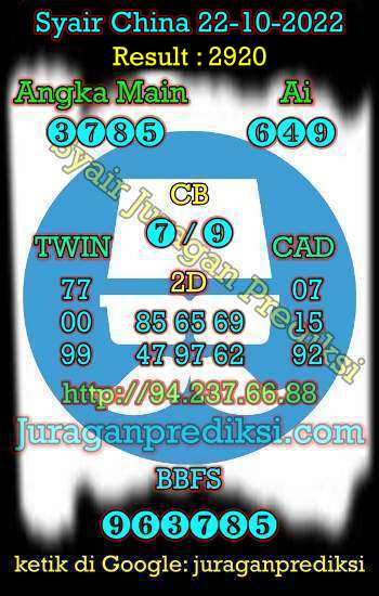 Prediksi Syair China 22 Oktober 2022 dan Kode Syair China hari ini adalah Bocoran China serta Prediksi china akurat Sabtu 22-10-2022